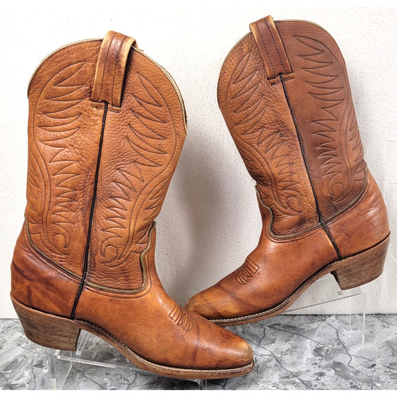 Vintage Dexter Tan Leather Cowboy Western Boots Men’s 9